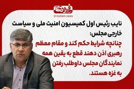 نایب رئیس اول کمیسیون امنیت ملی و سیاست خارجی مجلس: چنانچه شرایط حکم کند و مقام معظم رهبری اذن دهند قطع به یقین همه نمایندگان مجلس داوطلب رفتن به غزه هستند.